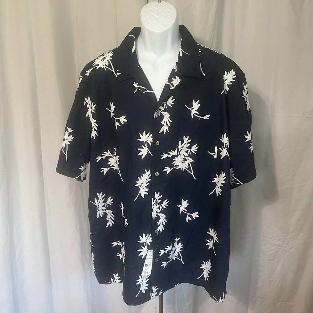 🌴 NWT Brooks Brothers Men’s Hawaiian Camp Shirt XXL Blue White Loop Collar NEW 🌊